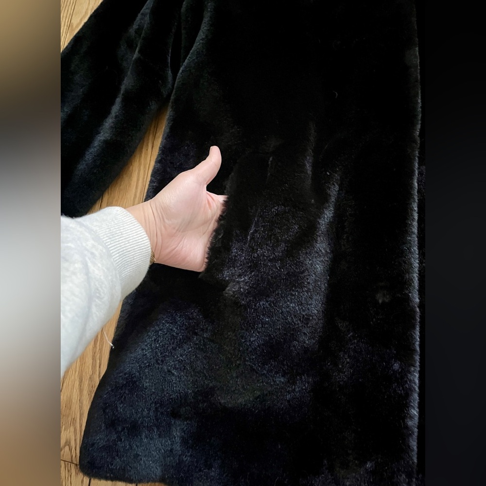 Faux Fur Hooded Coat in Deep Dark Brown - Picture 3 of 8